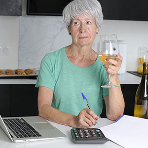 Elderly person focused on budgeting, representing protection from financial abuse